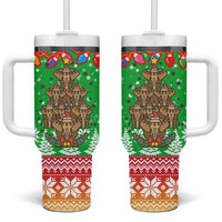 Mali Christmas Tumbler With Handle with Cartoon Elephant Pyramid Snowflakes and Holiday Lights - Wonder Print Shop