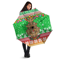 Mali Christmas Umbrella with Cartoon Elephant Pyramid Snowflakes and Holiday Lights - Wonder Print Shop