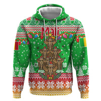 Mali Christmas Zip Hoodie with Cartoon Elephant Pyramid Snowflakes and Holiday Lights - Wonder Print Shop