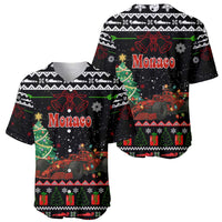 Monaco Christmas Baseball Jersey with Race Car Christmas Tree and Snowflake Holiday - Wonder Print Shop