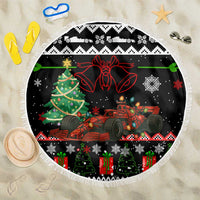 Monaco Christmas Beach Blanket with Race Car Christmas Tree and Snowflake Holiday - Wonder Print Shop