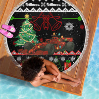 Monaco Christmas Beach Blanket with Race Car Christmas Tree and Snowflake Holiday - Wonder Print Shop