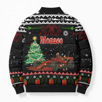Monaco Christmas Bomber Puffer Jacket with Race Car Christmas Tree and Snowflake Holiday - Wonder Print Shop