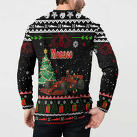 Monaco Christmas Button Sweatshirt with Race Car Christmas Tree and Snowflake Holiday - Wonder Print Shop