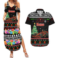 Monaco Christmas Couples Matching Summer Maxi Dress and Hawaiian Shirt with Race Car Christmas Tree and Snowflake Holiday - Wonder Print Shop