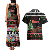 Monaco Christmas Couples Matching Tank Maxi Dress and Hawaiian Shirt with Race Car Christmas Tree and Snowflake Holiday - Wonder Print Shop