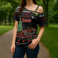 Monaco Christmas Cross Shoulder Shirt with Race Car Christmas Tree and Snowflake Holiday - Wonder Print Shop