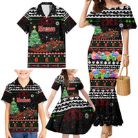 Monaco Christmas Family Matching Mermaid Dress and Hawaiian Shirt with Race Car Christmas Tree and Snowflake Holiday - Wonder Print Shop