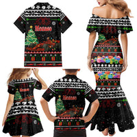 Monaco Christmas Family Matching Mermaid Dress and Hawaiian Shirt with Race Car Christmas Tree and Snowflake Holiday - Wonder Print Shop