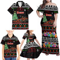 Monaco Christmas Family Matching Off Shoulder Maxi Dress and Hawaiian Shirt with Race Car Christmas Tree and Snowflake Holiday - Wonder Print Shop
