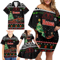 Monaco Christmas Family Matching Off Shoulder Short Dress and Hawaiian Shirt with Race Car Christmas Tree and Snowflake Holiday - Wonder Print Shop