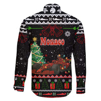 Monaco Christmas Family Matching Off Shoulder Short Dress and Hawaiian Shirt with Race Car Christmas Tree and Snowflake Holiday - Wonder Print Shop