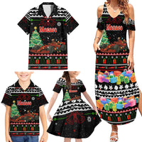Monaco Christmas Family Matching Summer Maxi Dress and Hawaiian Shirt with Race Car Christmas Tree and Snowflake Holiday - Wonder Print Shop