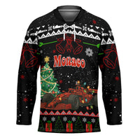 Monaco Christmas Hockey Jersey with Race Car Christmas Tree and Snowflake Holiday - Wonder Print Shop