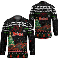 Monaco Christmas Hockey Jersey with Race Car Christmas Tree and Snowflake Holiday - Wonder Print Shop