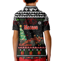 Monaco Christmas Kid Polo Shirt with Race Car Christmas Tree and Snowflake Holiday - Wonder Print Shop