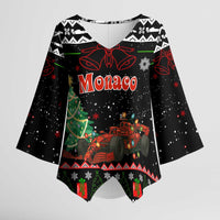 Monaco Christmas Kimono Sleeve Blouse with Race Car Christmas Tree and Snowflake Holiday - Wonder Print Shop