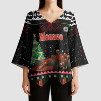 Monaco Christmas Kimono Sleeve Blouse with Race Car Christmas Tree and Snowflake Holiday - Wonder Print Shop
