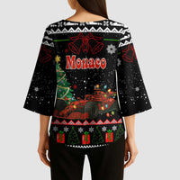 Monaco Christmas Kimono Sleeve Blouse with Race Car Christmas Tree and Snowflake Holiday - Wonder Print Shop