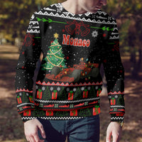 Monaco Christmas Ugly Christmas Sweater with Race Car Christmas Tree and Snowflake Holiday - Wonder Print Shop
