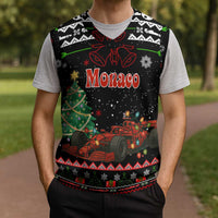 Monaco Christmas Knitted V-Neck Vest with Race Car Christmas Tree and Snowflake Holiday - Wonder Print Shop