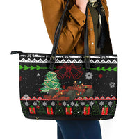 Monaco Christmas Leather Tote Bag with Race Car Christmas Tree and Snowflake Holiday - Wonder Print Shop