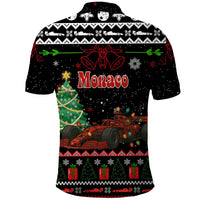 Monaco Christmas Polo Shirt with Race Car Christmas Tree and Snowflake Holiday - Wonder Print Shop