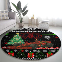 Monaco Christmas Round Carpet with Race Car Christmas Tree and Snowflake Holiday - Wonder Print Shop
