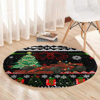Monaco Christmas Round Carpet with Race Car Christmas Tree and Snowflake Holiday - Wonder Print Shop