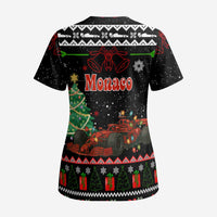 Monaco Christmas Scrub Top with Race Car Christmas Tree and Snowflake Holiday - Wonder Print Shop