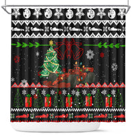 Monaco Christmas Shower Curtain with Race Car Christmas Tree and Snowflake Holiday - Wonder Print Shop
