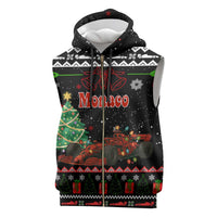 Monaco Christmas Sleeveless Zip Hoodie with Race Car Christmas Tree and Snowflake Holiday - Wonder Print Shop