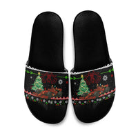 Monaco Christmas Slide Sandals with Race Car Christmas Tree and Snowflake Holiday - Wonder Print Shop