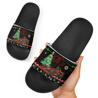 Monaco Christmas Slide Sandals with Race Car Christmas Tree and Snowflake Holiday - Wonder Print Shop