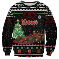 Monaco Christmas Sweatshirt with Race Car Christmas Tree and Snowflake Holiday - Wonder Print Shop