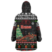 Monaco Christmas Wearable Blanket Hoodie with Race Car Christmas Tree and Snowflake Holiday - Wonder Print Shop