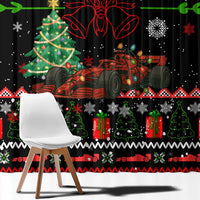Monaco Christmas Window Curtain with Race Car Christmas Tree and Snowflake Holiday - Wonder Print Shop