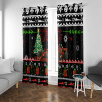 Monaco Christmas Window Curtain with Race Car Christmas Tree and Snowflake Holiday - Wonder Print Shop