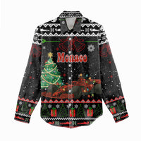 Monaco Christmas Women Casual Shirt with Race Car Christmas Tree and Snowflake Holiday - Wonder Print Shop