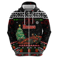 Monaco Christmas Zip Hoodie with Race Car Christmas Tree and Snowflake Holiday - Wonder Print Shop