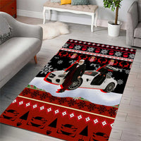 Monaco Christmas Area Rug with Santa Claus Sports Car Snowflakes and Luxury Holiday - Wonder Print Shop