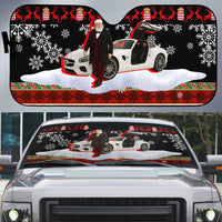 Monaco Christmas Auto Sun Shade with Santa Claus Sports Car Snowflakes and Luxury Holiday - Wonder Print Shop