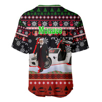 Monaco Christmas Baseball Jersey with Santa Claus Sports Car Snowflakes and Luxury Holiday - Wonder Print Shop