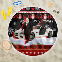 Monaco Christmas Beach Blanket with Santa Claus Sports Car Snowflakes and Luxury Holiday - Wonder Print Shop