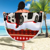 Monaco Christmas Beach Blanket with Santa Claus Sports Car Snowflakes and Luxury Holiday - Wonder Print Shop