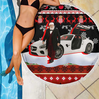 Monaco Christmas Beach Blanket with Santa Claus Sports Car Snowflakes and Luxury Holiday - Wonder Print Shop