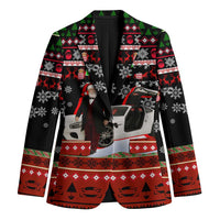 Monaco Christmas Blazer with Santa Claus Sports Car Snowflakes and Luxury Holiday - Wonder Print Shop
