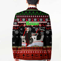 Monaco Christmas Blazer with Santa Claus Sports Car Snowflakes and Luxury Holiday - Wonder Print Shop