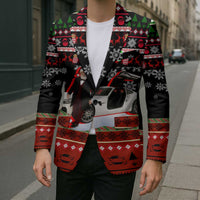Monaco Christmas Blazer with Santa Claus Sports Car Snowflakes and Luxury Holiday - Wonder Print Shop