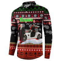 Monaco Christmas Button Sweatshirt with Santa Claus Sports Car Snowflakes and Luxury Holiday - Wonder Print Shop